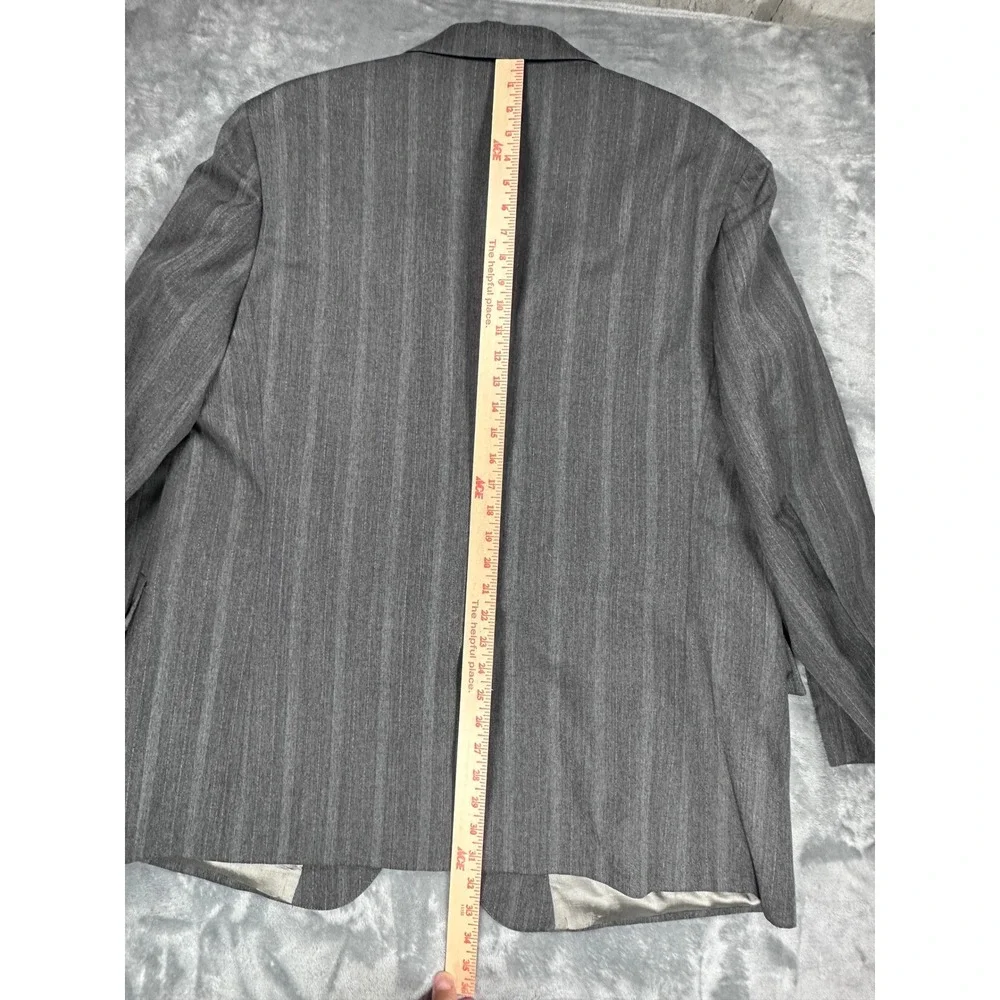 Adams Row by Anderson Little Mens Grey Pinstripe Blazer Jacket Made in USA 48L